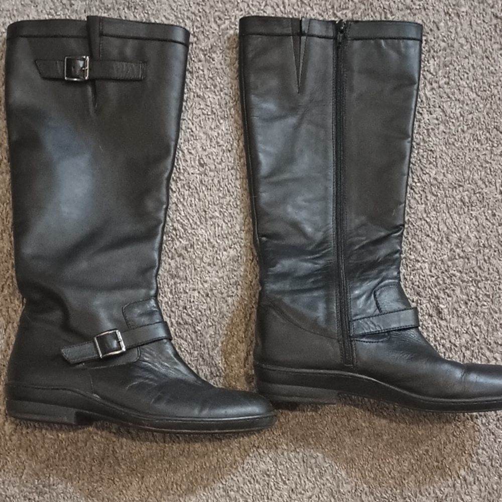 David Tate Black Leather Boots
